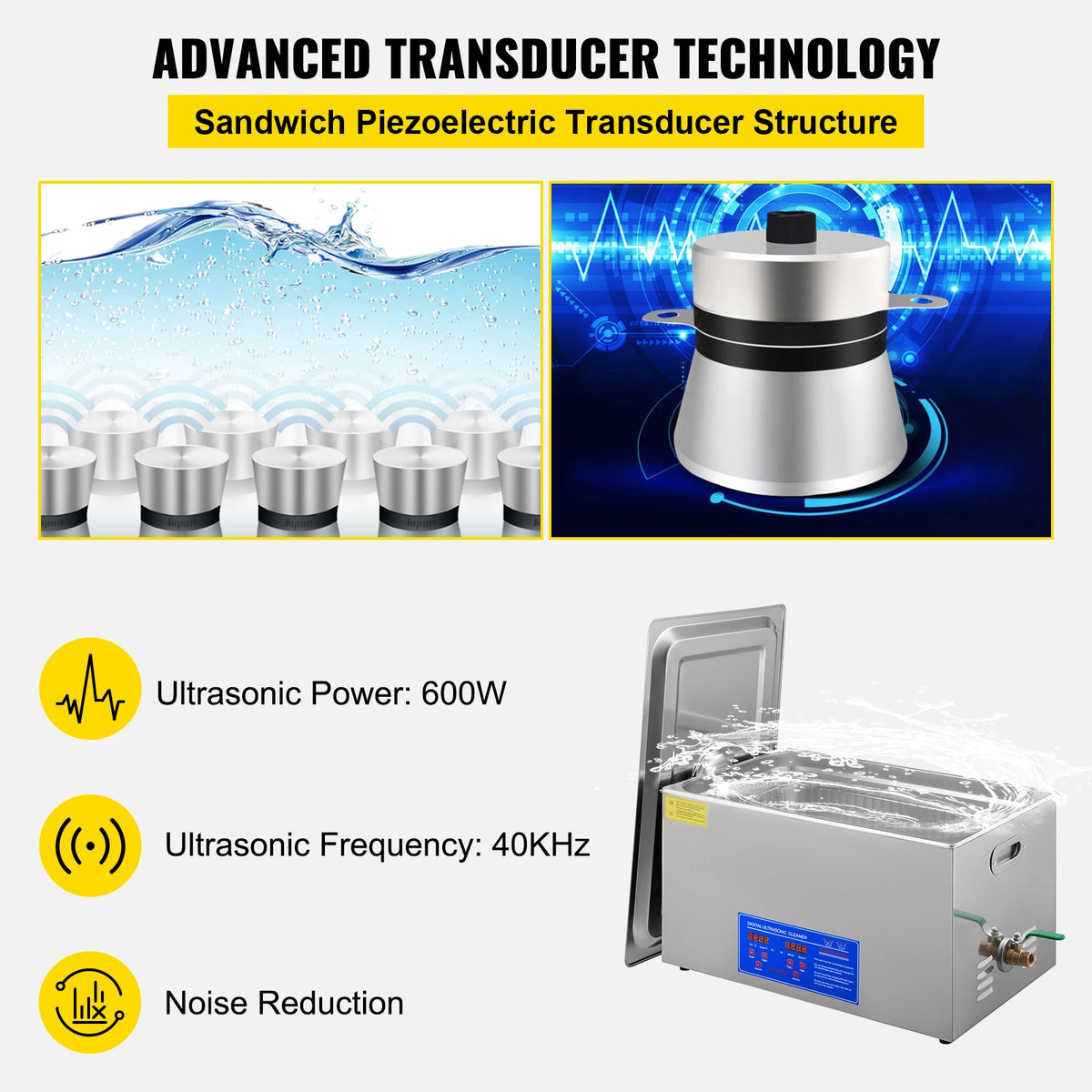SucceBuy Ultrasonic Cleaner Portable Household Cleaning Machine