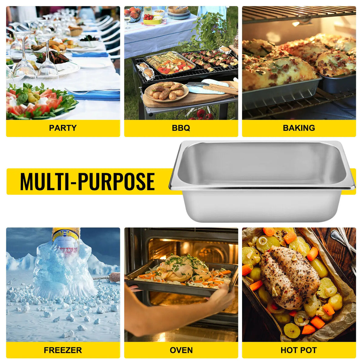 SucceBuy Stainless Steel Buffet Chafing Dish Steam Table Pan