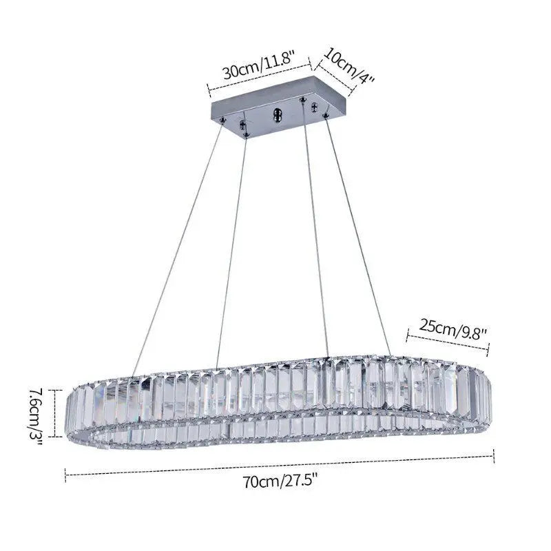 GreeLustr K9 Crystal Oval Ring LED Chandelier Pendant Light