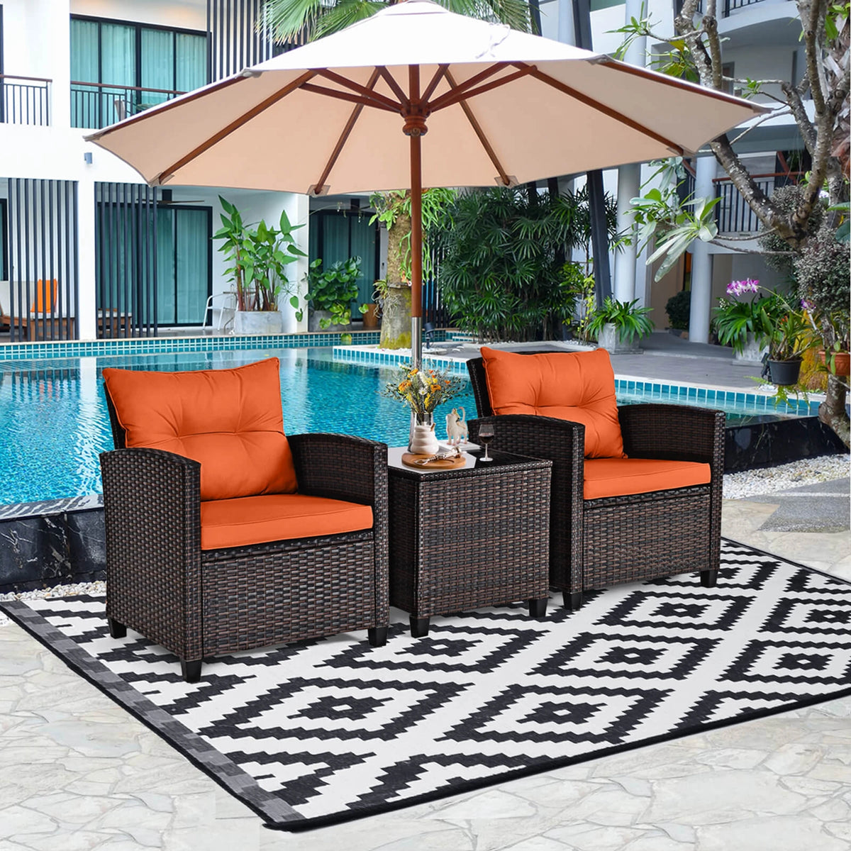 Homasis Patio Rattan Furniture Set With Cushion Sofa