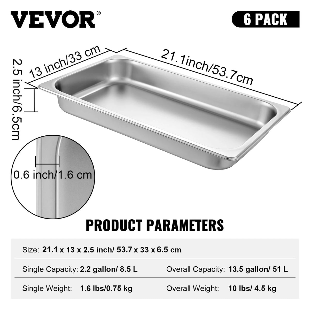 SucceBuy Stainless Steel Buffet Chafing Dish Steam Table Pan