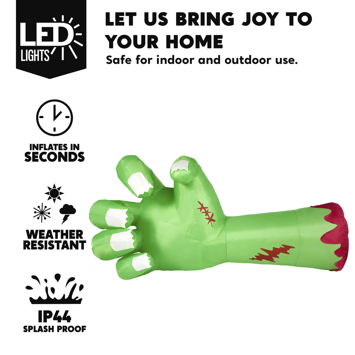 Joyfy Giant Zombie Arm Halloween Inflatable Outdoor Decoration With LEDs