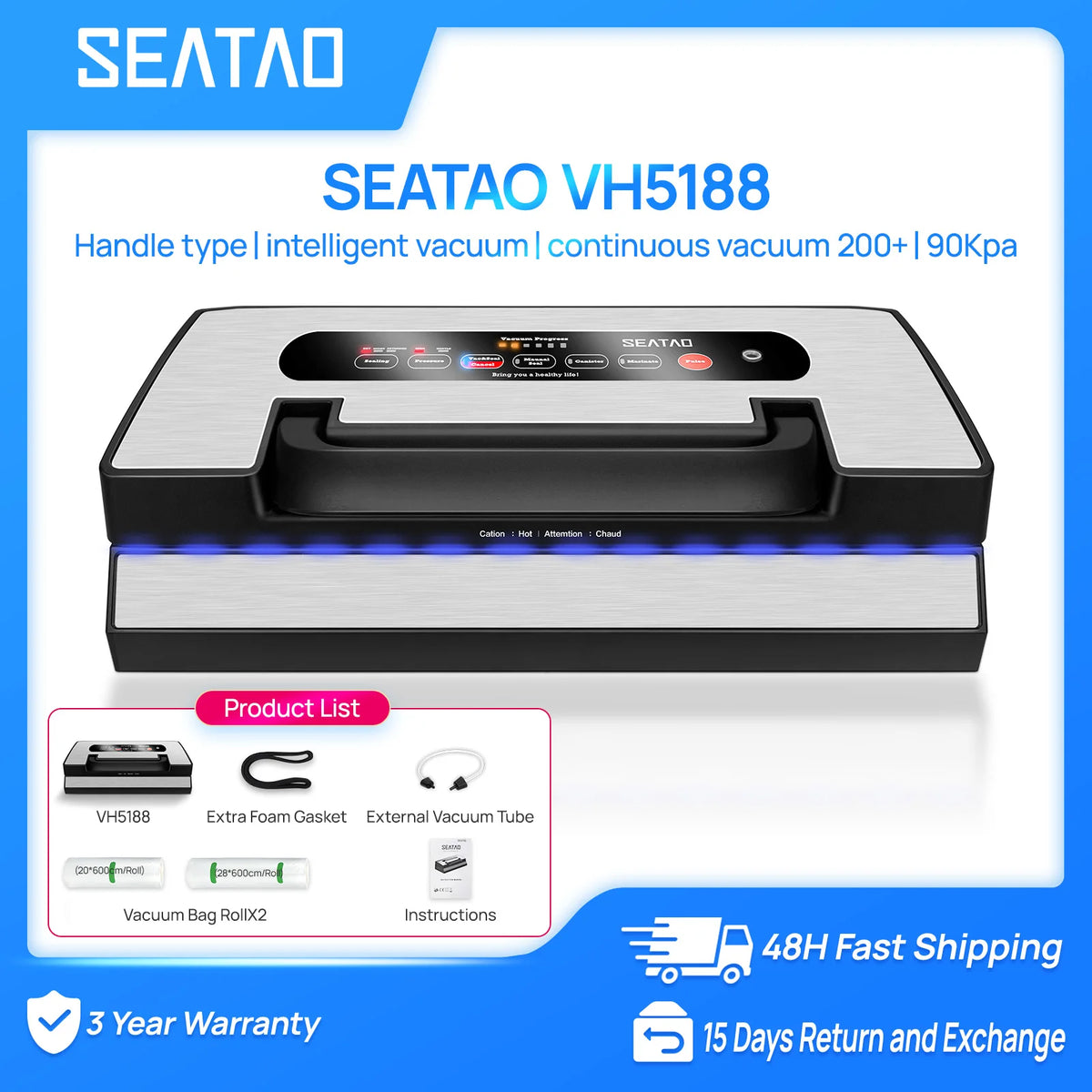 Seatao Commercial Automatic Vacuum Sealer With Built In Cutter Storage