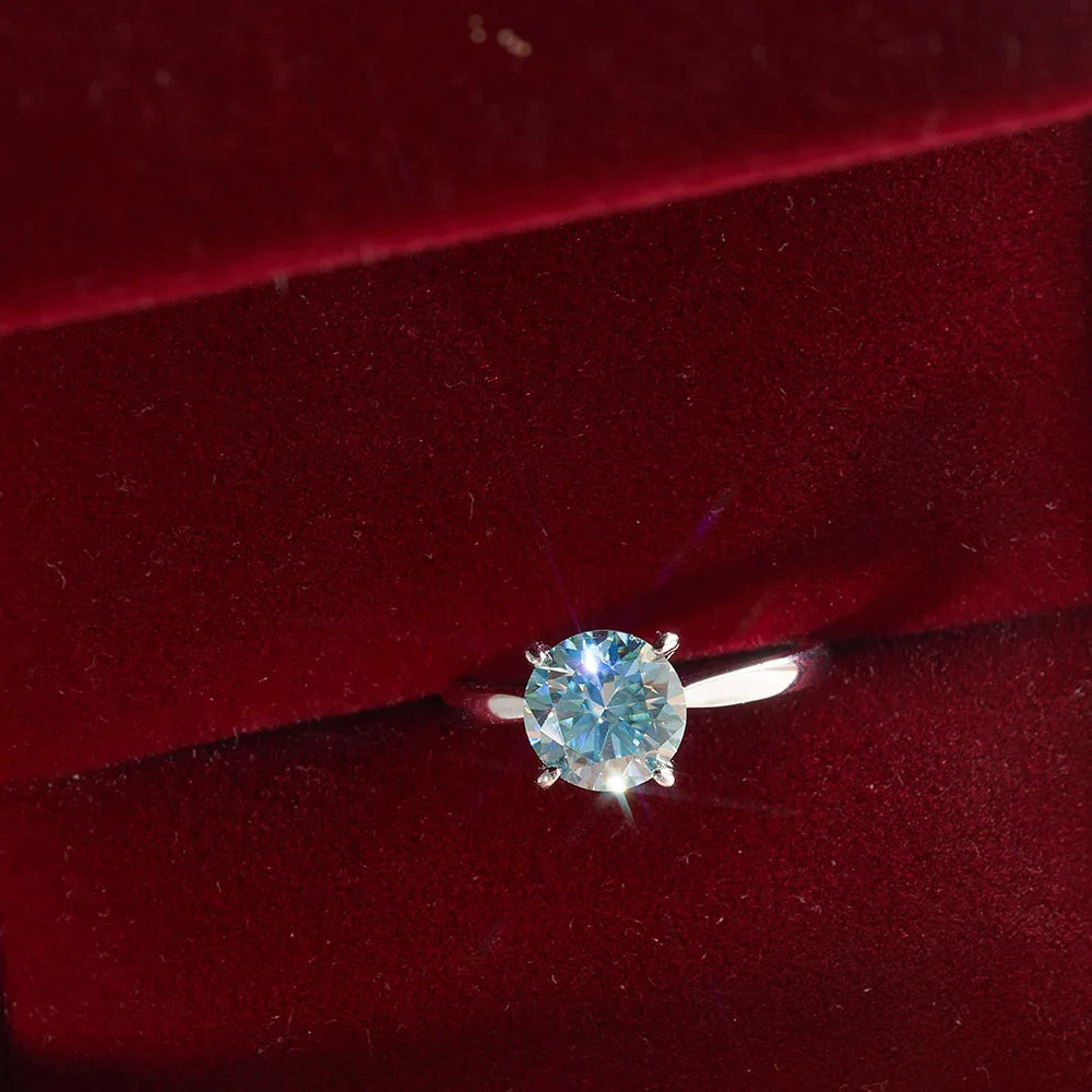 Premium Moissanite Engagement Ring In Sterling Silver For Women