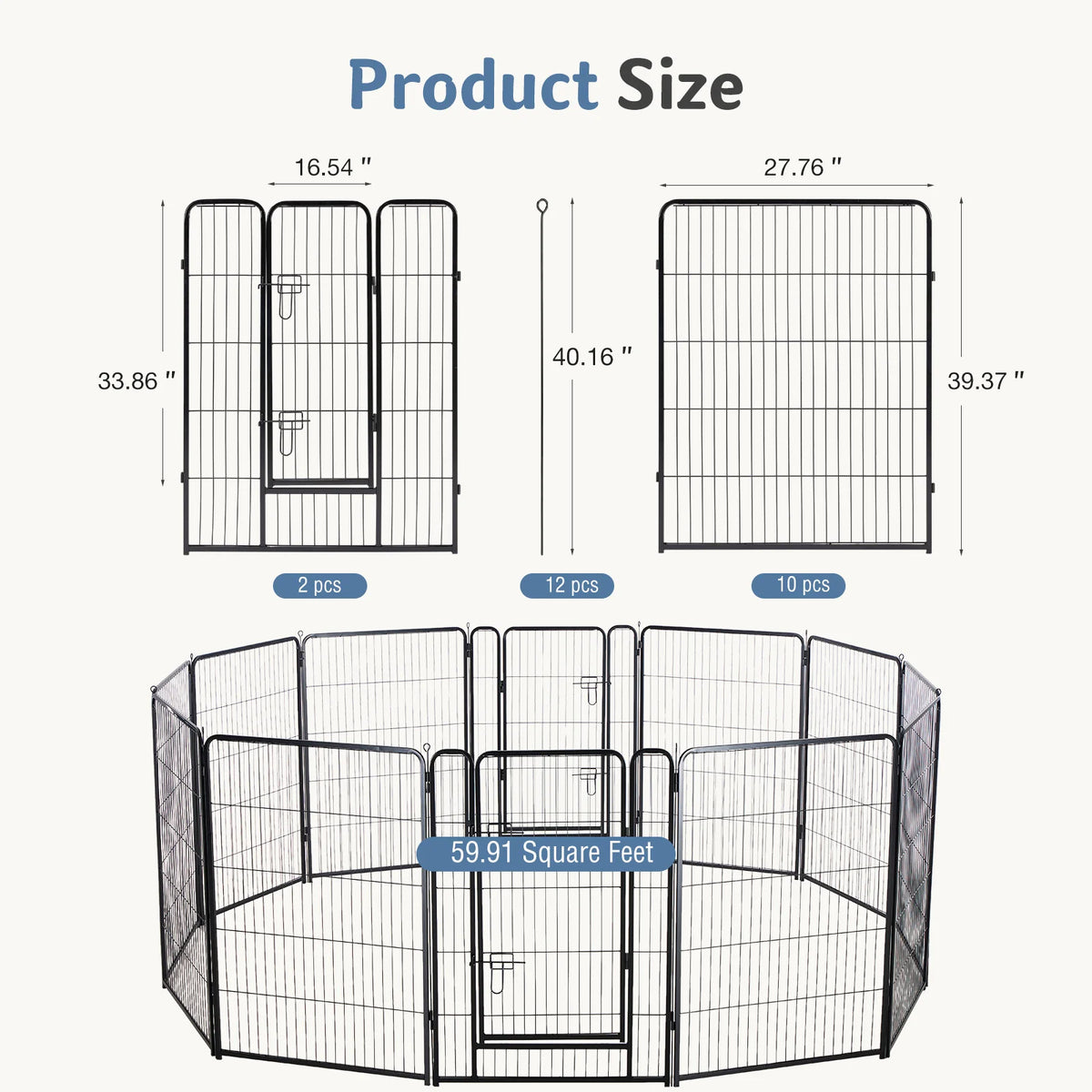JHK Foldable Metal Dog Playpen for Indoor and Outdoor Use