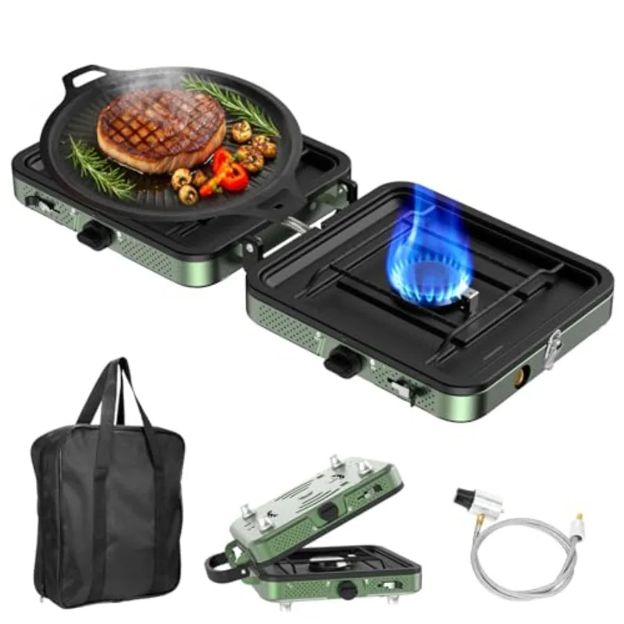 Portable Dual Fuel Propane Butane Stove With Windblocker And Automatic Ignition
