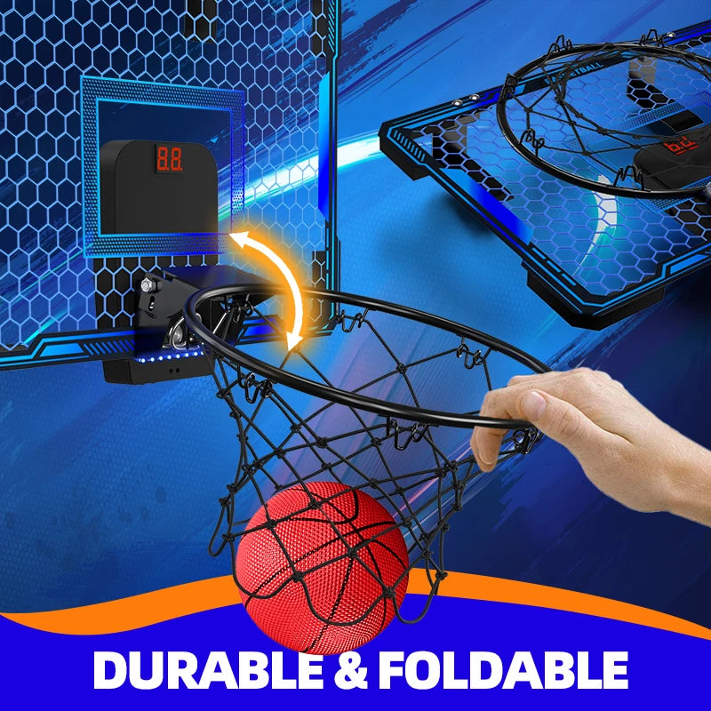 Indoor Wall Mounted Mini Basketball Hoop Set With Led Scoreboard