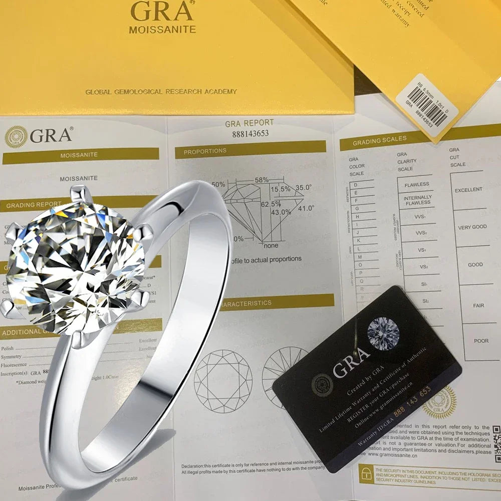 CBTB Sterling Silver Moissanite Fine Jewelry Ring For Women