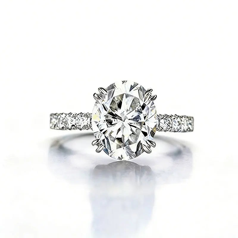 Oval 925 Sterling Silver Moissanite Ring For Engagement And Wedding