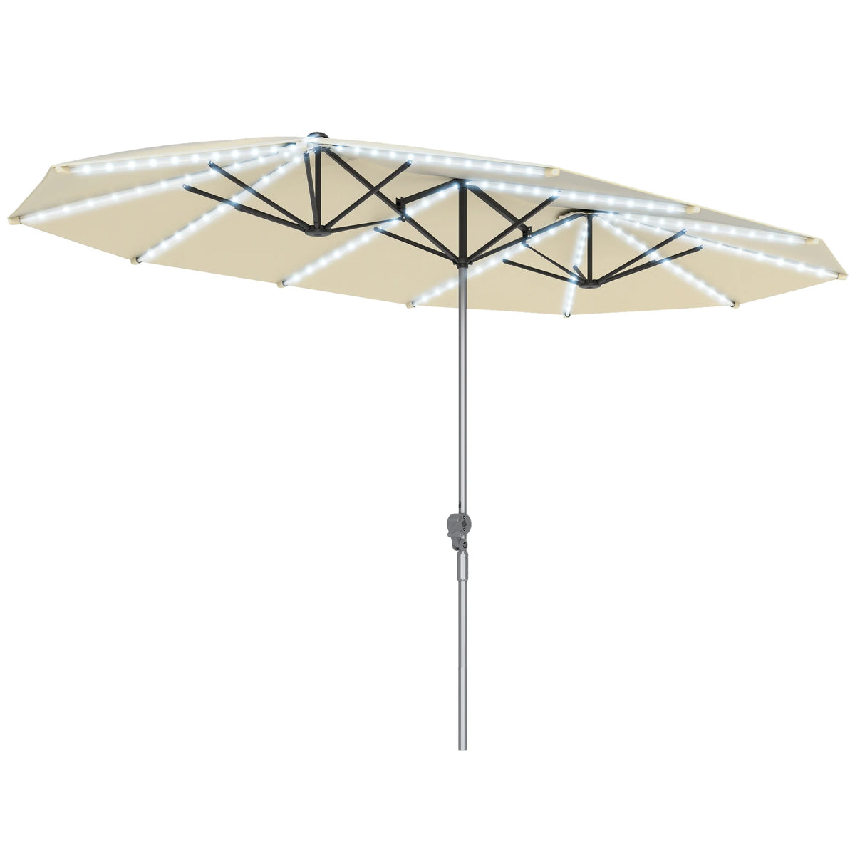 Outsunny 15 Foot Patio Umbrella With Solar Lights And Upf50