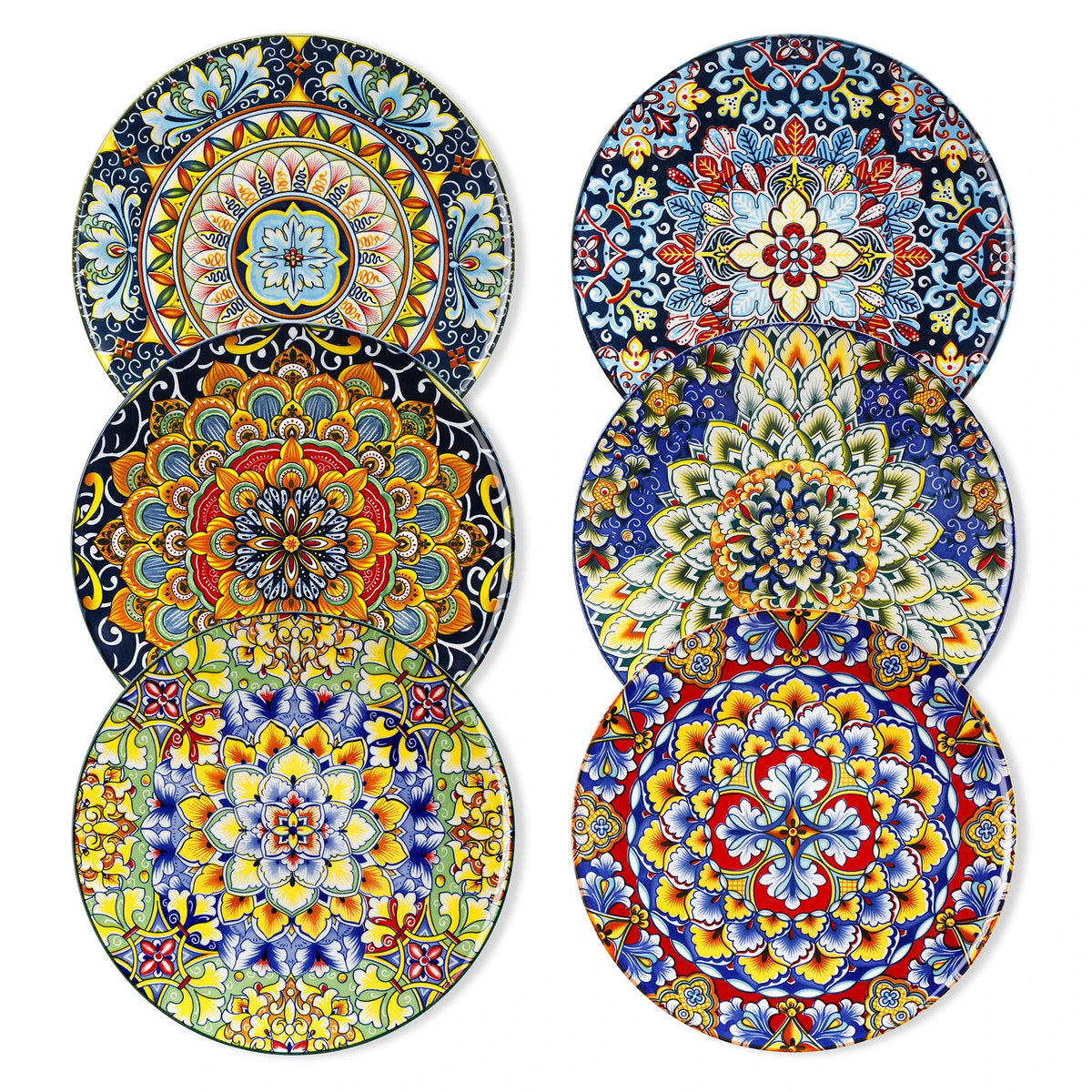 MALACASA Floral Ceramic Dinner Plates Bohemian Porcelain Tableware Set