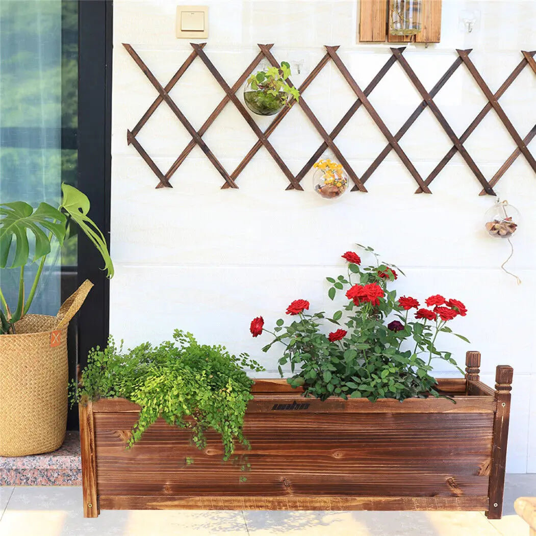 Wooden Raised Garden Planter Box for Flowers and Vegetables