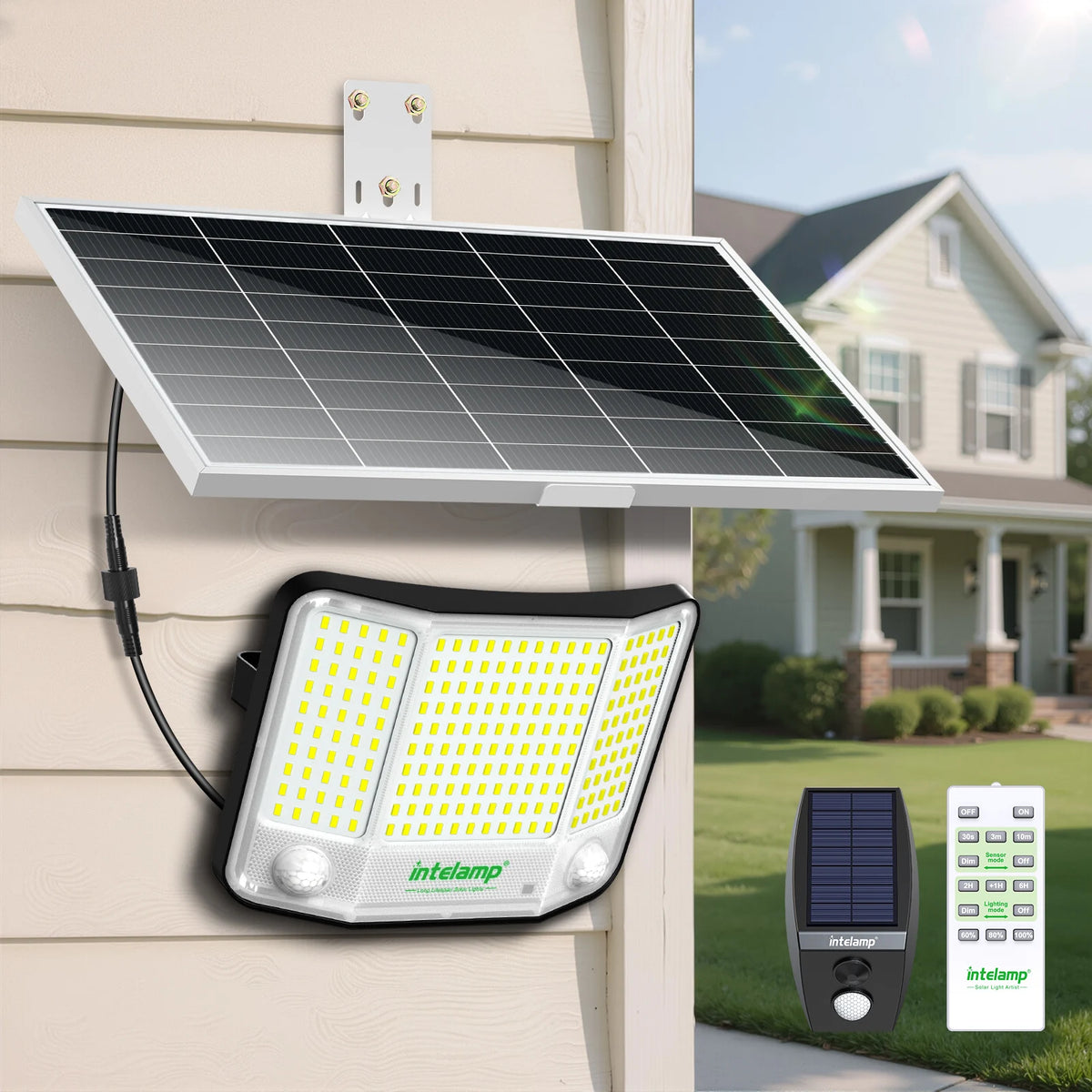 Intelamp LED Solar Flood Light With Triple Motion Sensor Outdoor