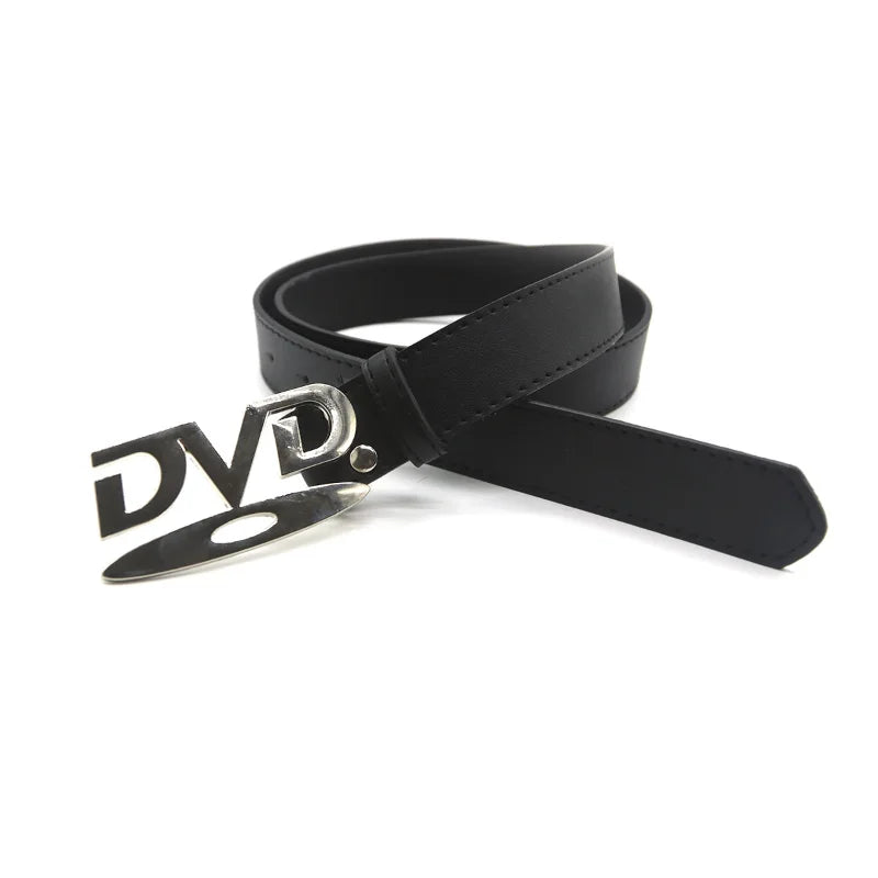 Unisex Nostalgic DVD Buckle Belt With Decorative Letter Design