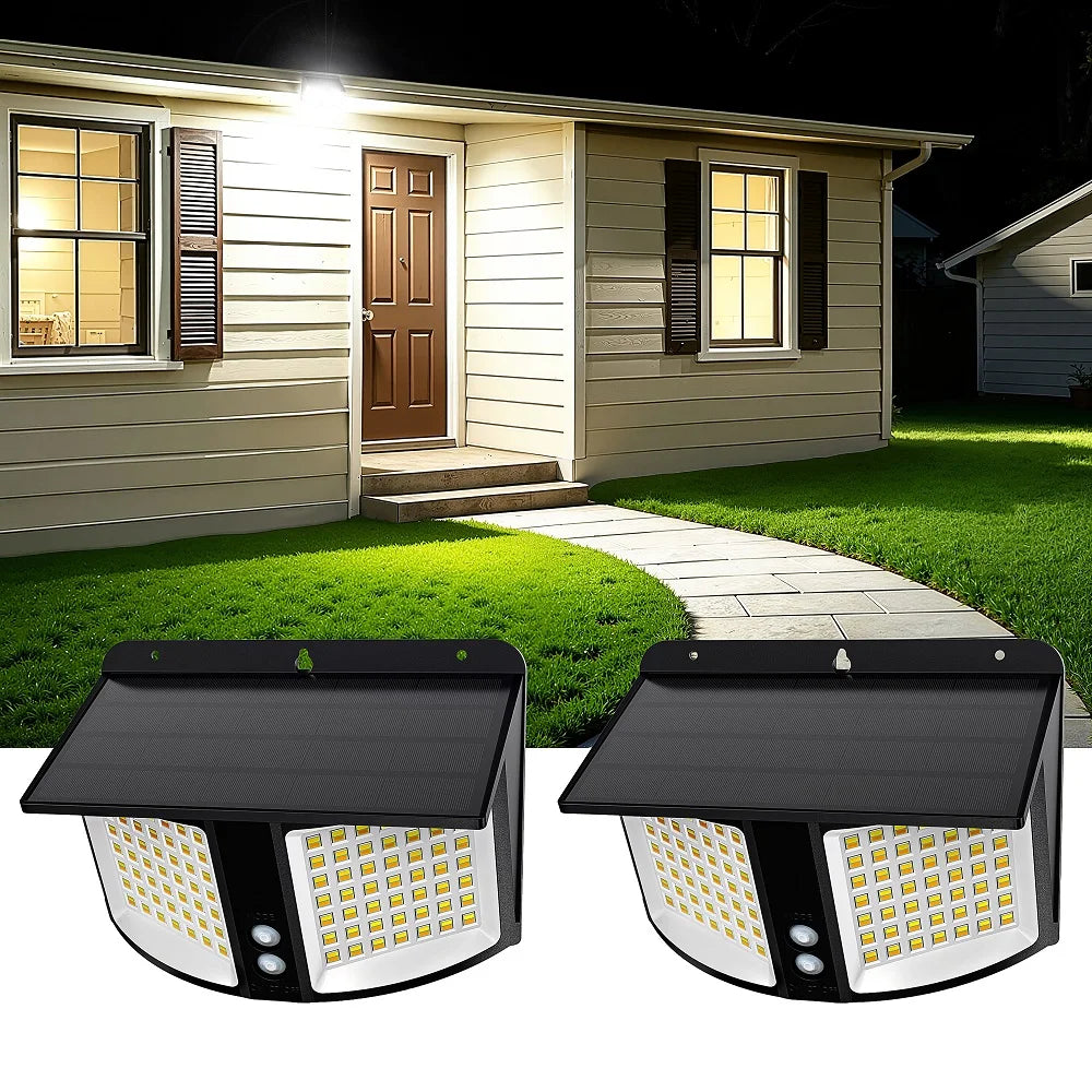 Intelamp Solar Outdoor Floodlight With Radar Detection And Battery Power