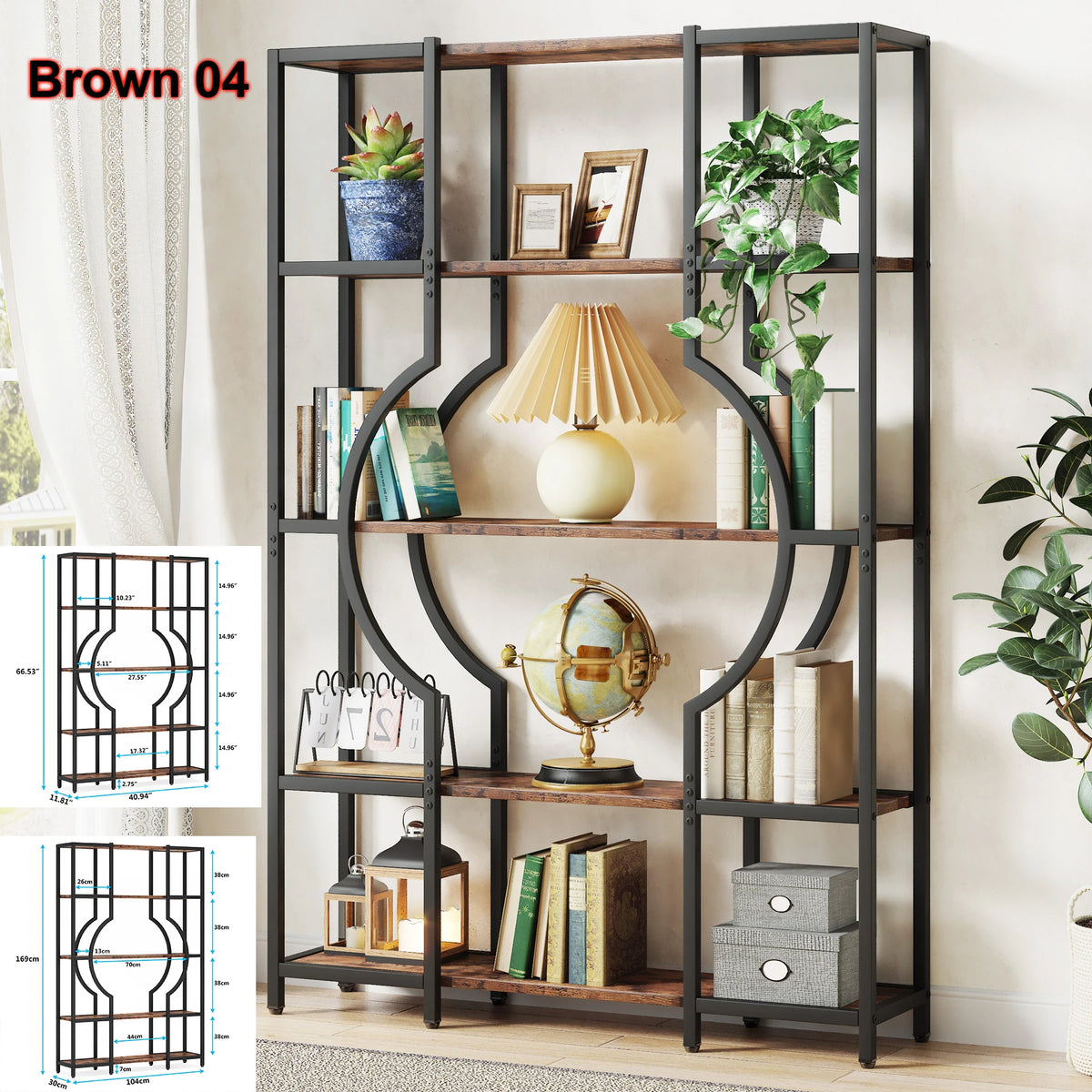 Tribesigns Industrial Bookshelf Freestanding Display and Storage Organizer