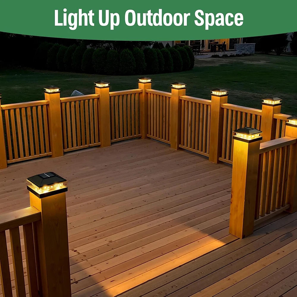 Solar Post Cap Lights Waterproof Outdoor LED Fence Deck Lighting