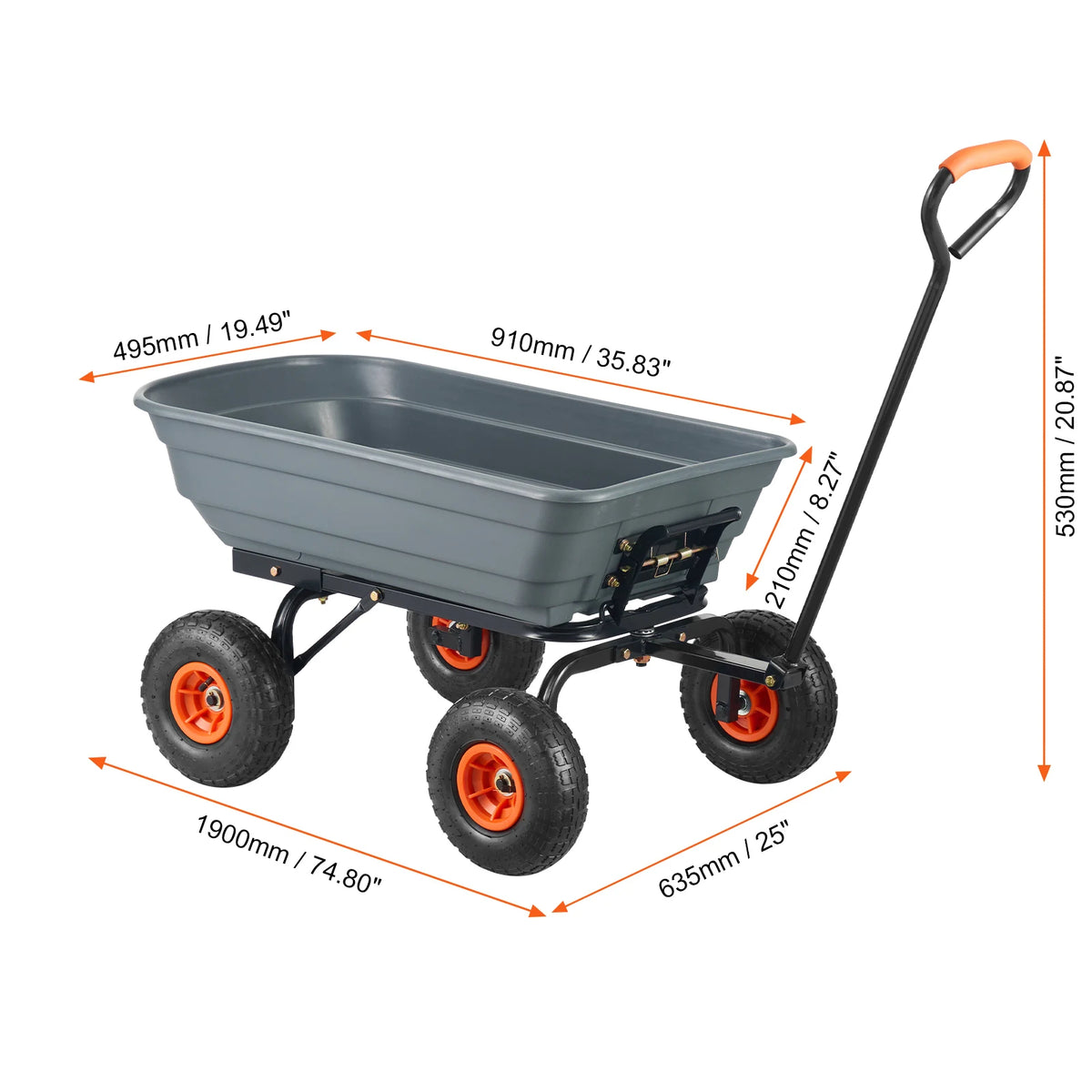 SucceBuy Poly Garden Dump Cart With Convertible Handle