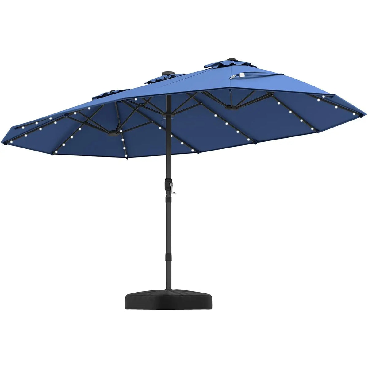 Double-Sided Solar Patio Umbrella With LED Lights And Vented Top