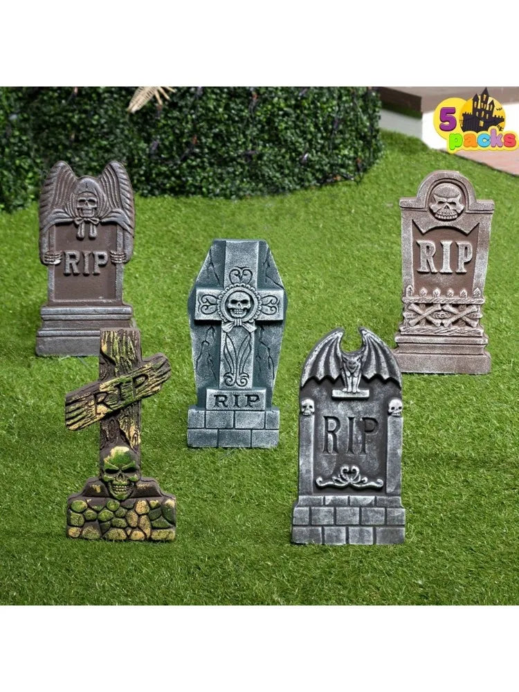 Halloween Graveyard Tombstone Decorations with Metal Stakes for Outdoor Yards