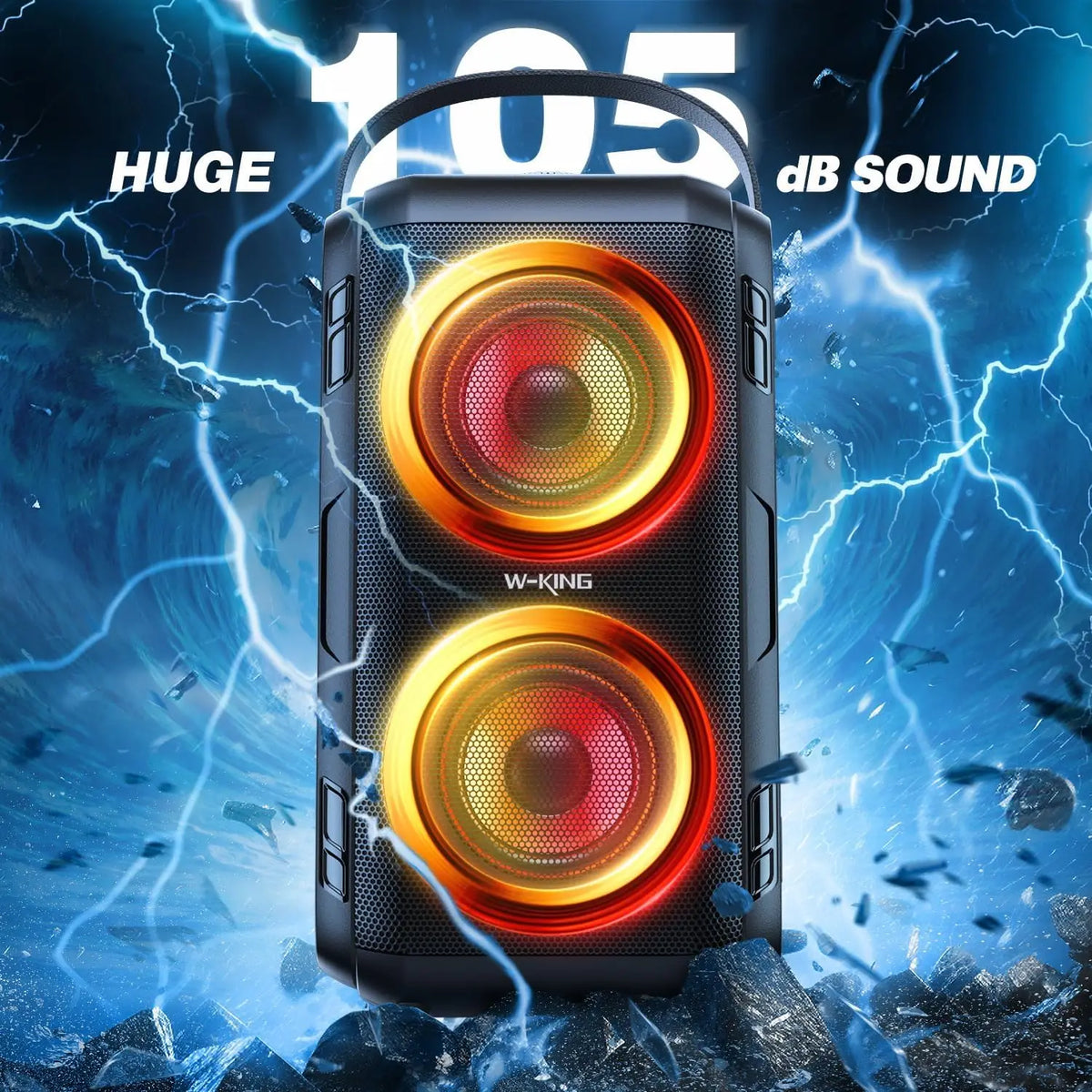 W-KING 80W Bluetooth Portable Party Speaker With Powerful Stereo Sound