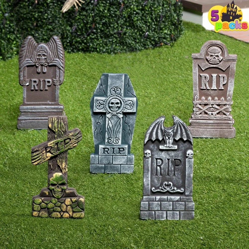 Halloween Graveyard Tombstone Decorations with Metal Stakes for Outdoor Yards