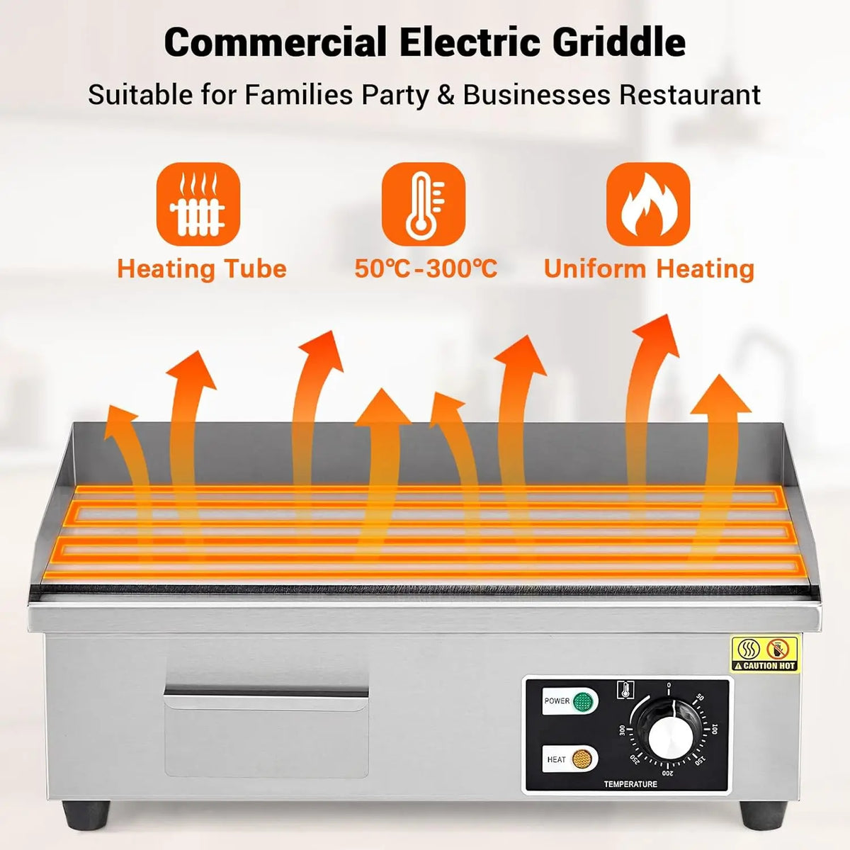 Tacleekii Commercial Electric Griddle With Adjustable Temperature Control
