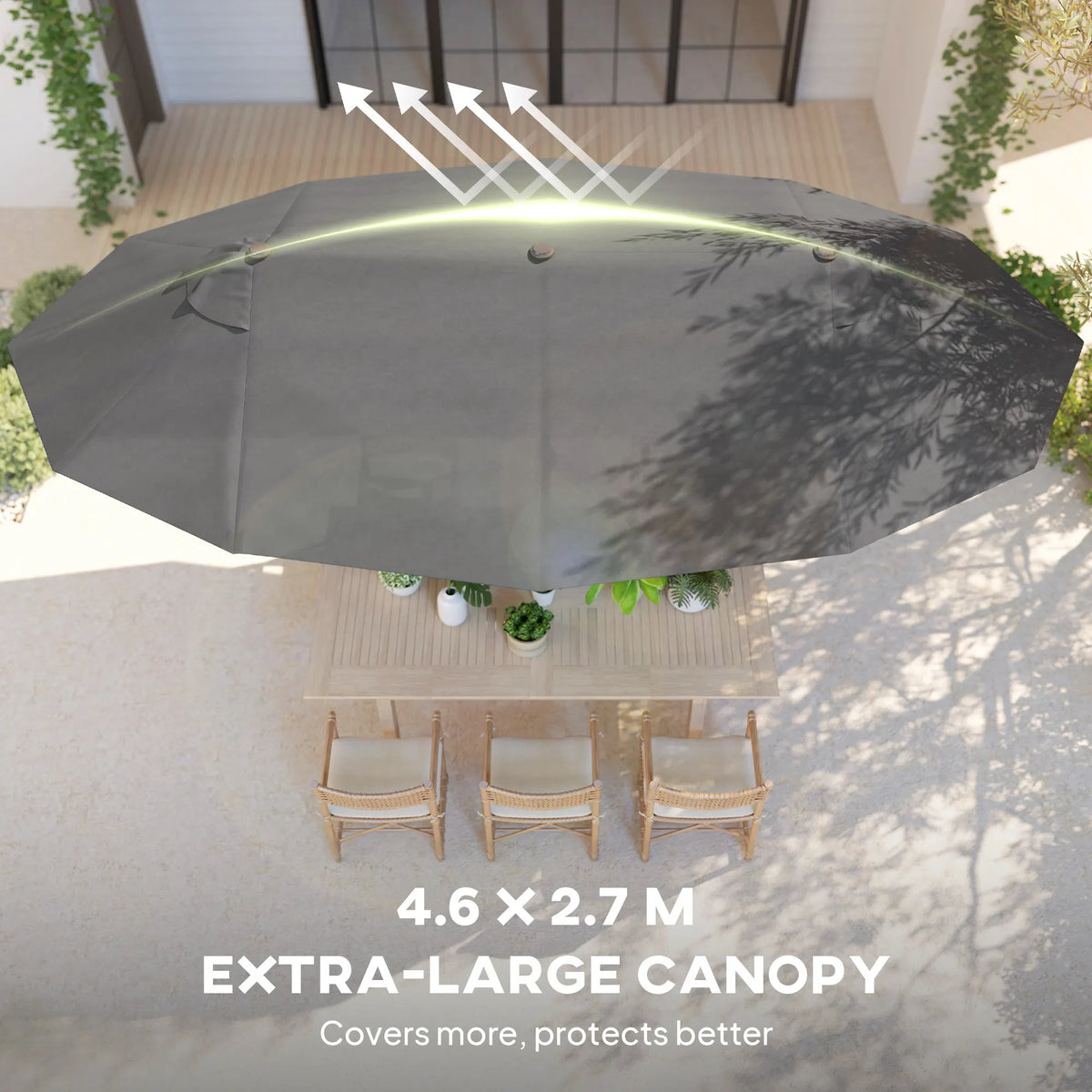 Outsunny 15 Feet Gray Double Sided Patio Umbrella