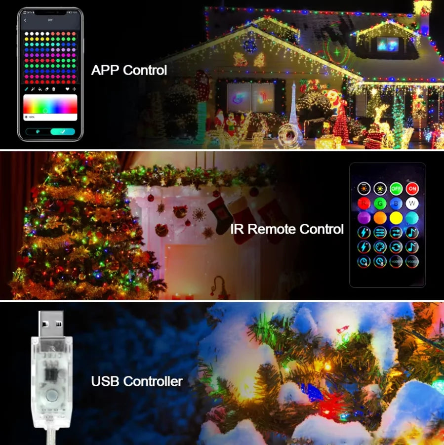RGB Bluetooth Music Sync LED Fairy Lights for Holiday Decor