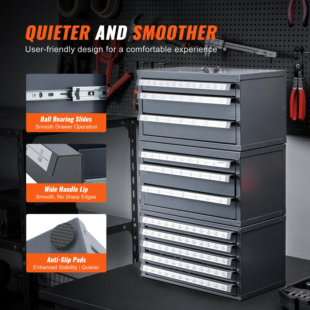 SucceBuy Steel Drill Bit Dispenser Organizer Cabinet With Drawers