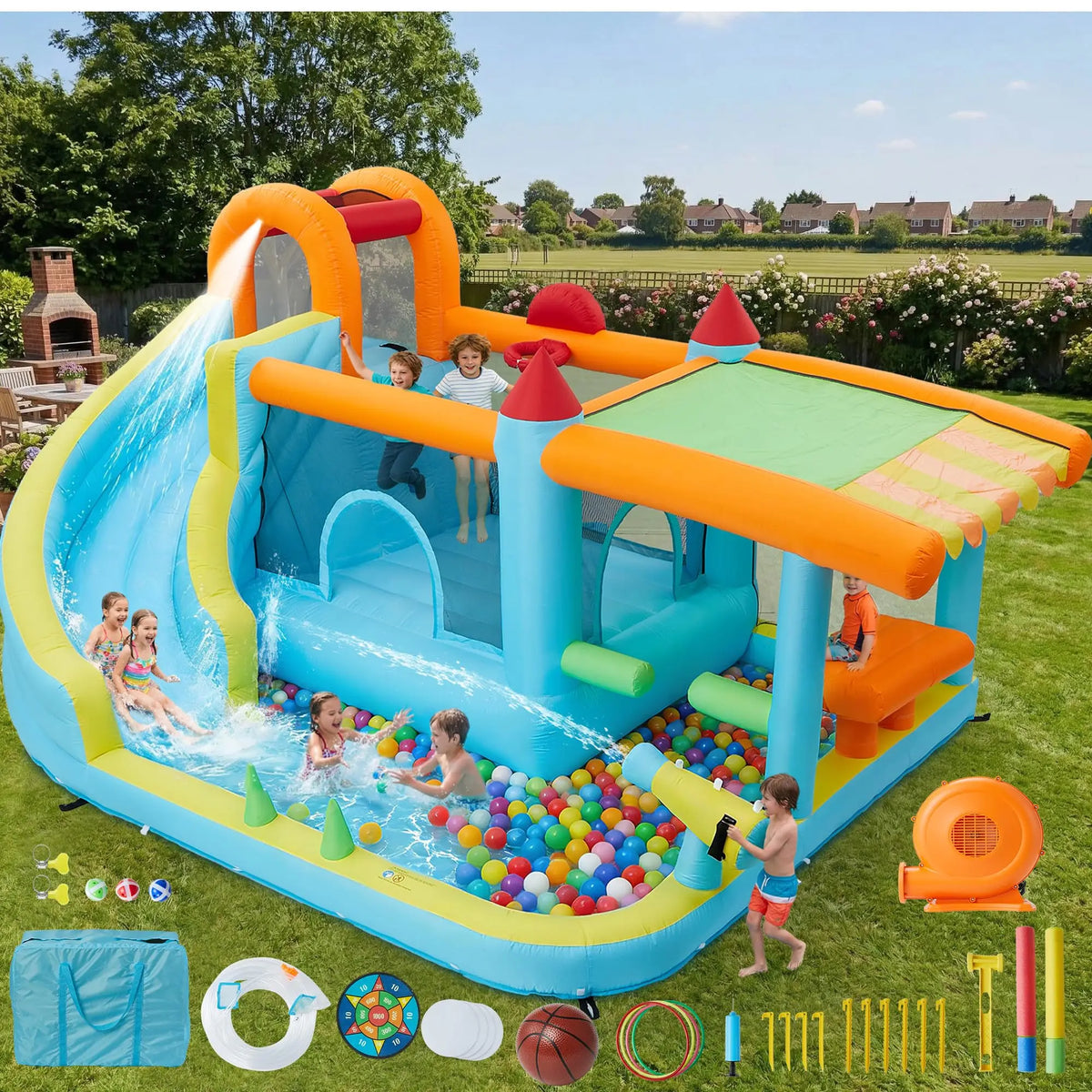 HiMISS Inflatable Bounce House With Slide For Kids Outdoor Play