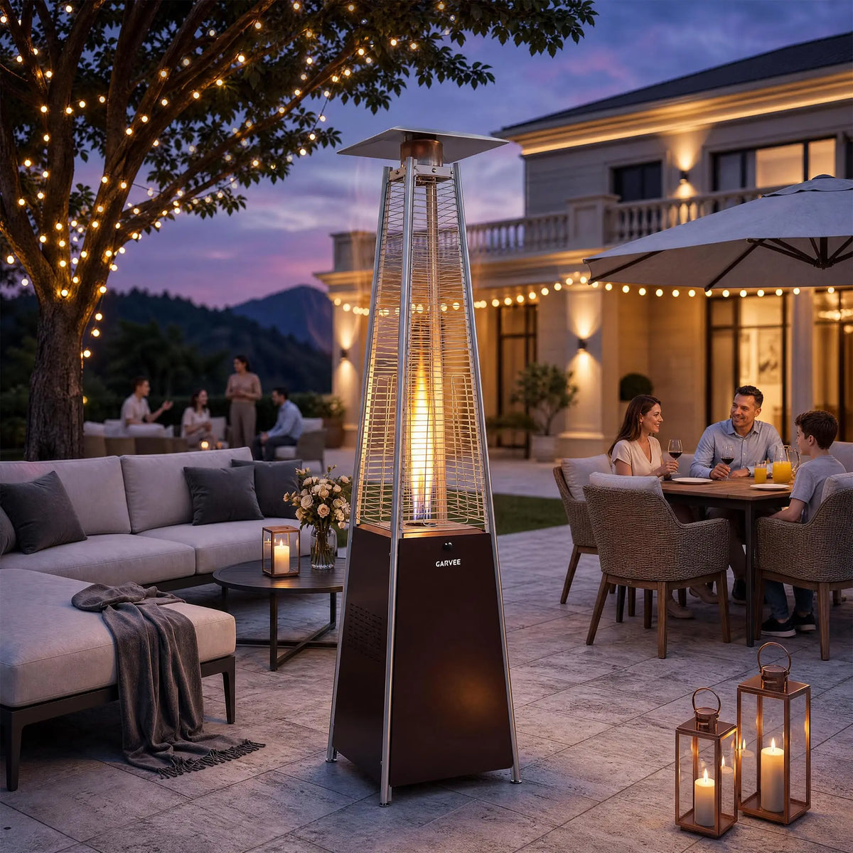 HiMISS Outdoor Propane Patio Heater With Visible Flame And Wheels