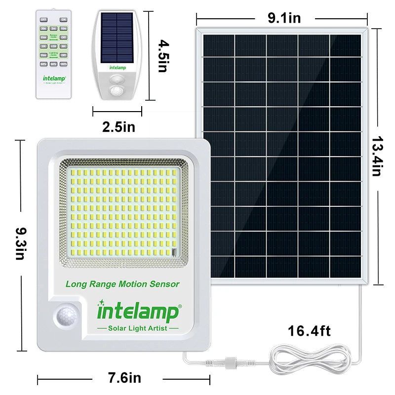 Intelamp Solar LED Flood Security Light With Motion Sensor