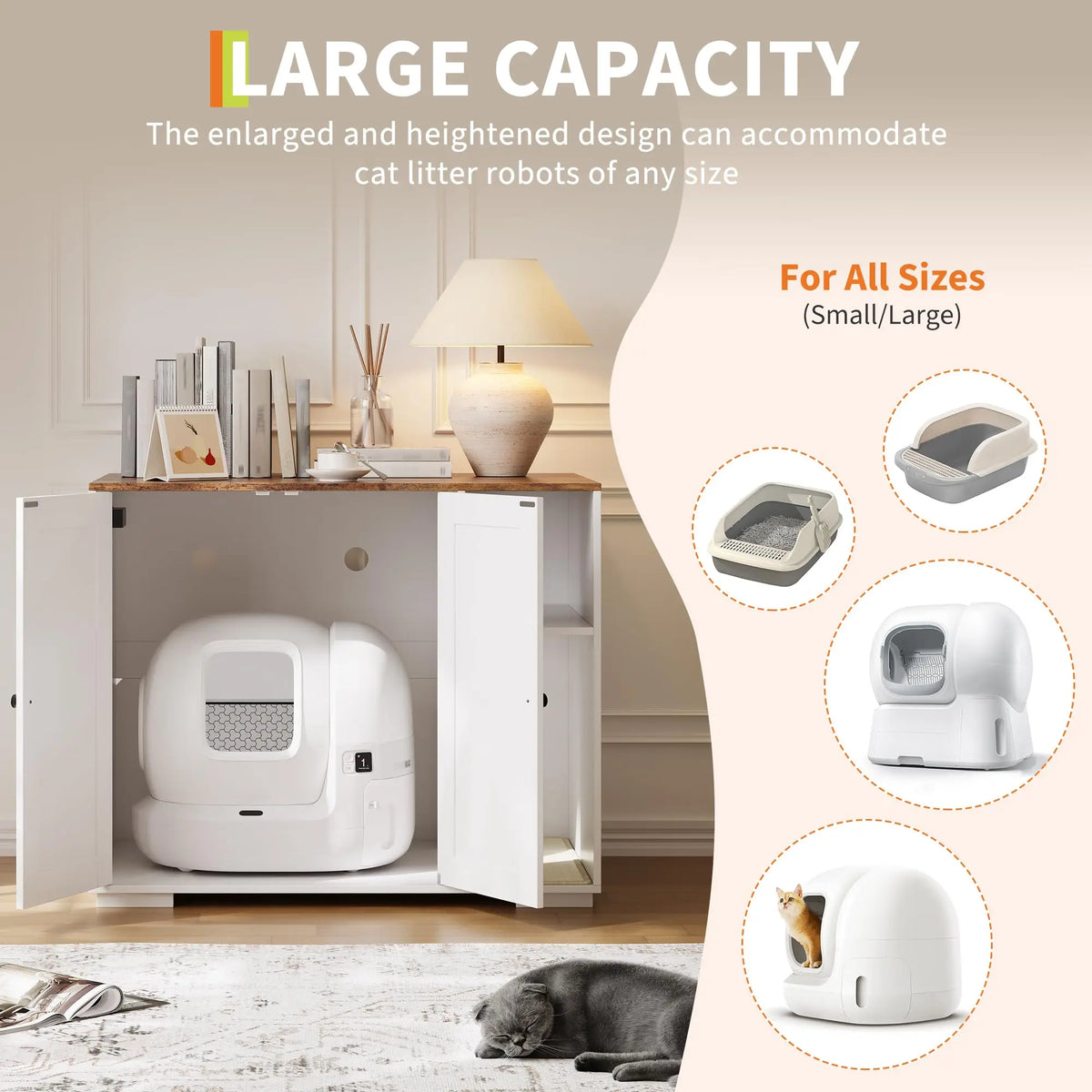 HiMISS Dog Proof Cat Litter Robot Enclosure With Shelf