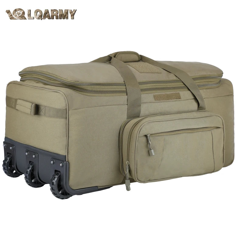 LQARMY Waterproof Nylon Rolling Travel Bag for Camping and Trips