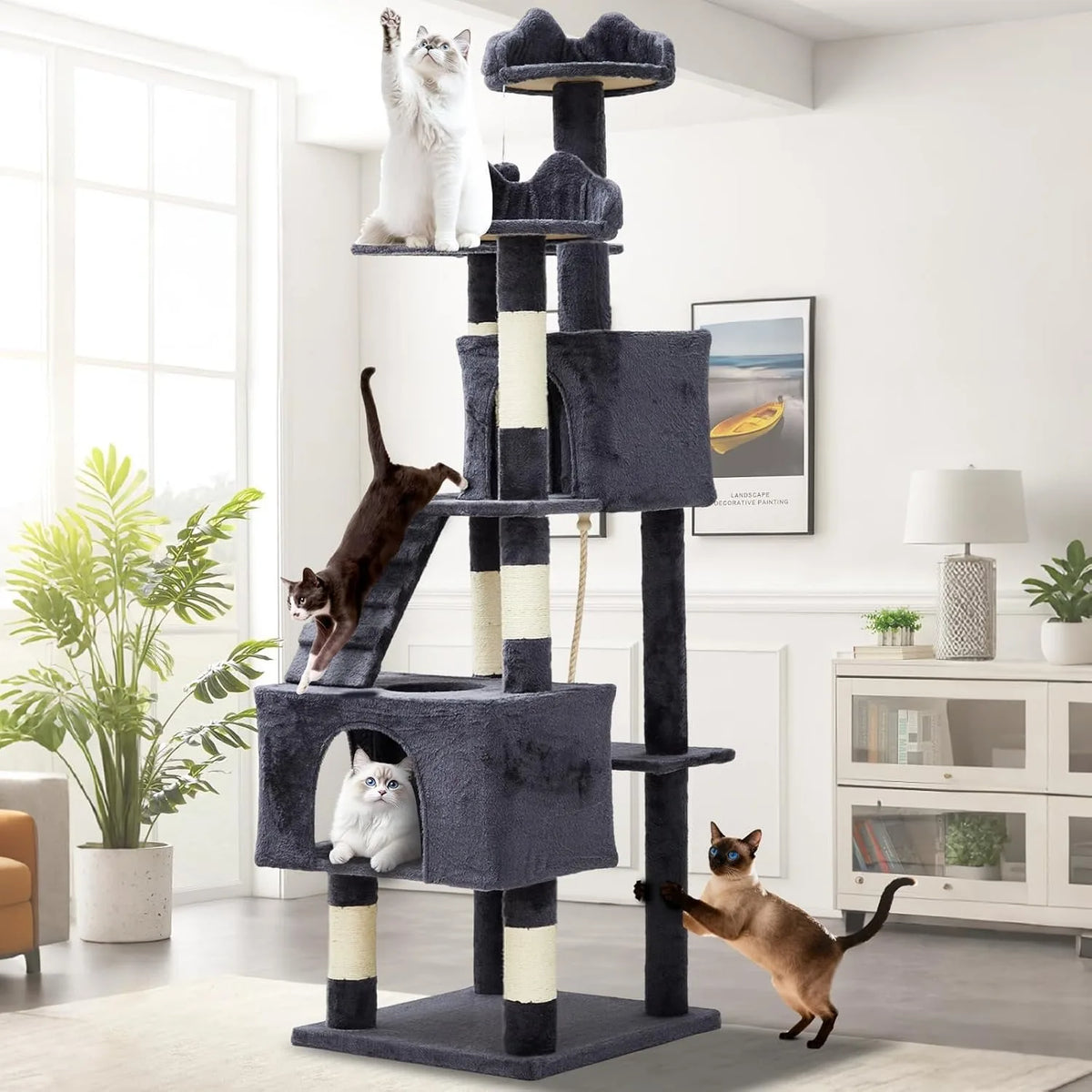 Large Cat Tree With Condos Perches And Sisal Scratching Posts