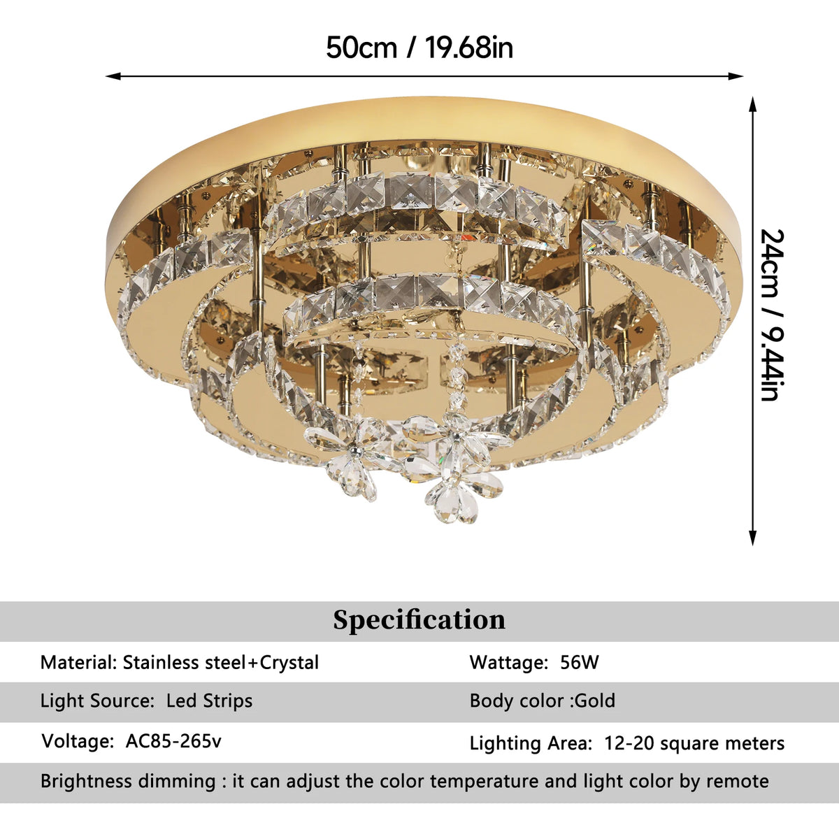 GreeLustr Modern Crystal Led Ceiling Chandelier Light Fixture
