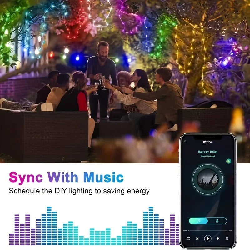 RGB Bluetooth Music Sync LED Fairy Lights for Holiday Decor