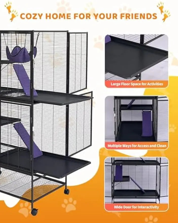 Garvee Multi Level Rolling Metal Small Animal Cage