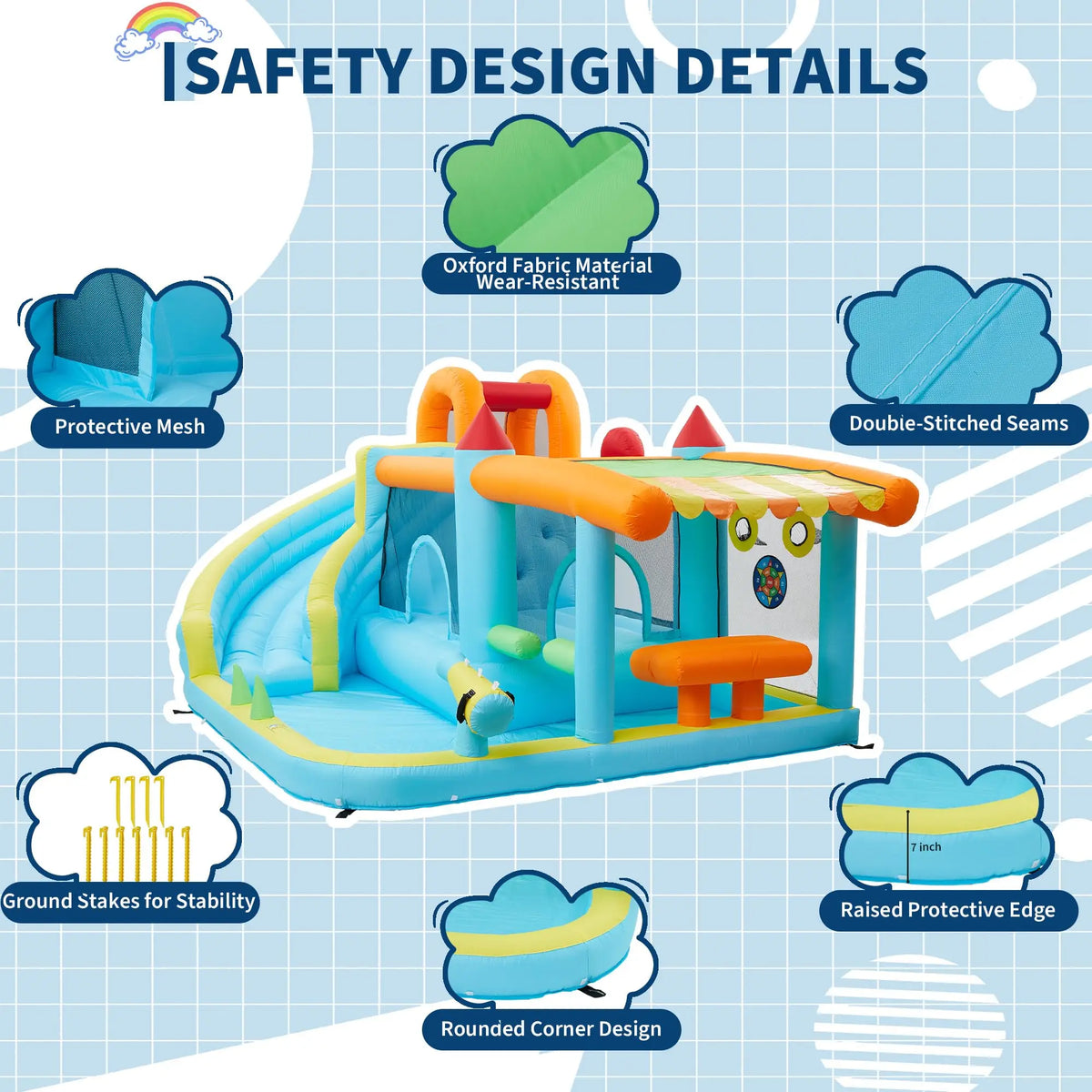 HiMISS Inflatable Bounce House With Slide For Kids Outdoor Play