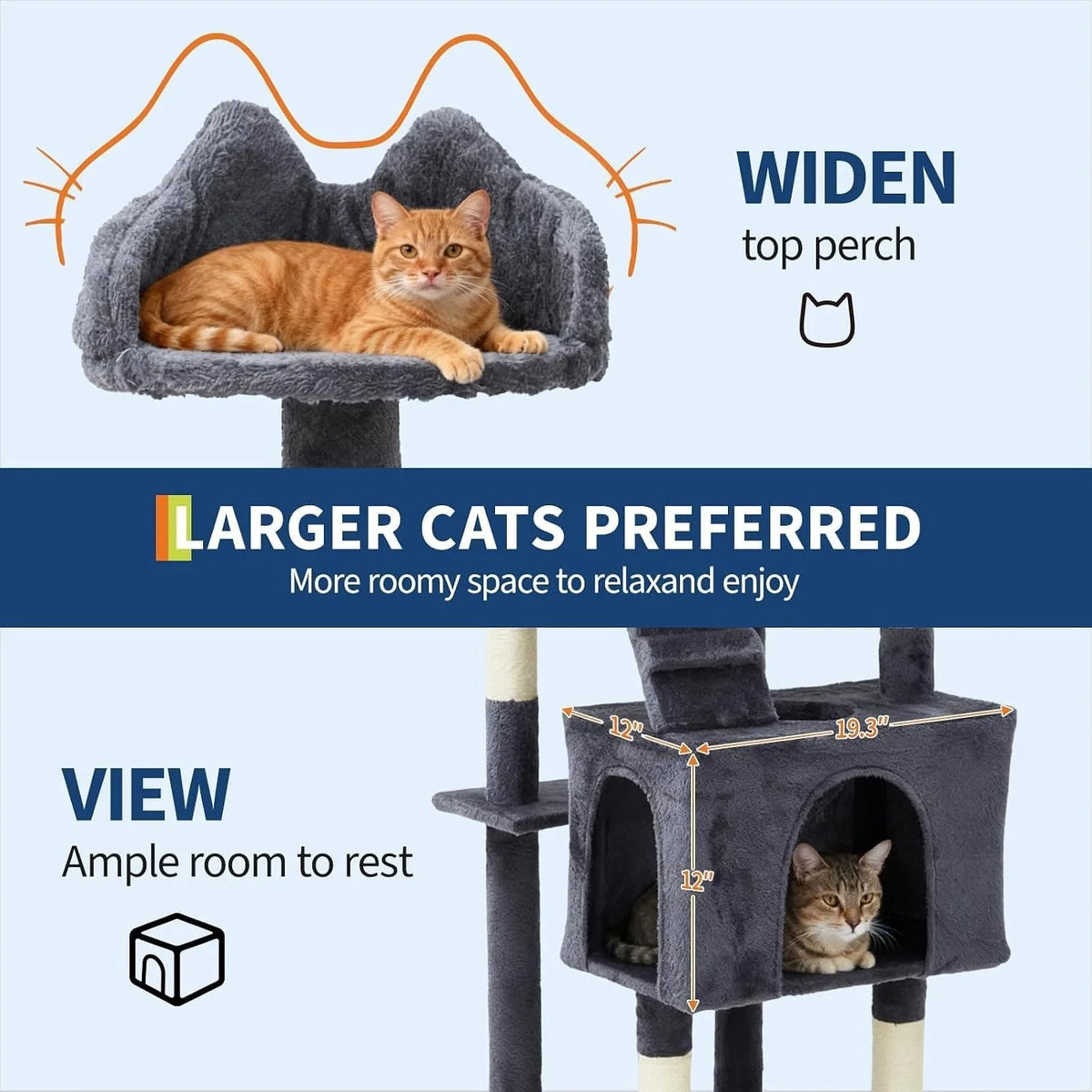 Large Cat Tree With Condos Perches And Sisal Scratching Posts