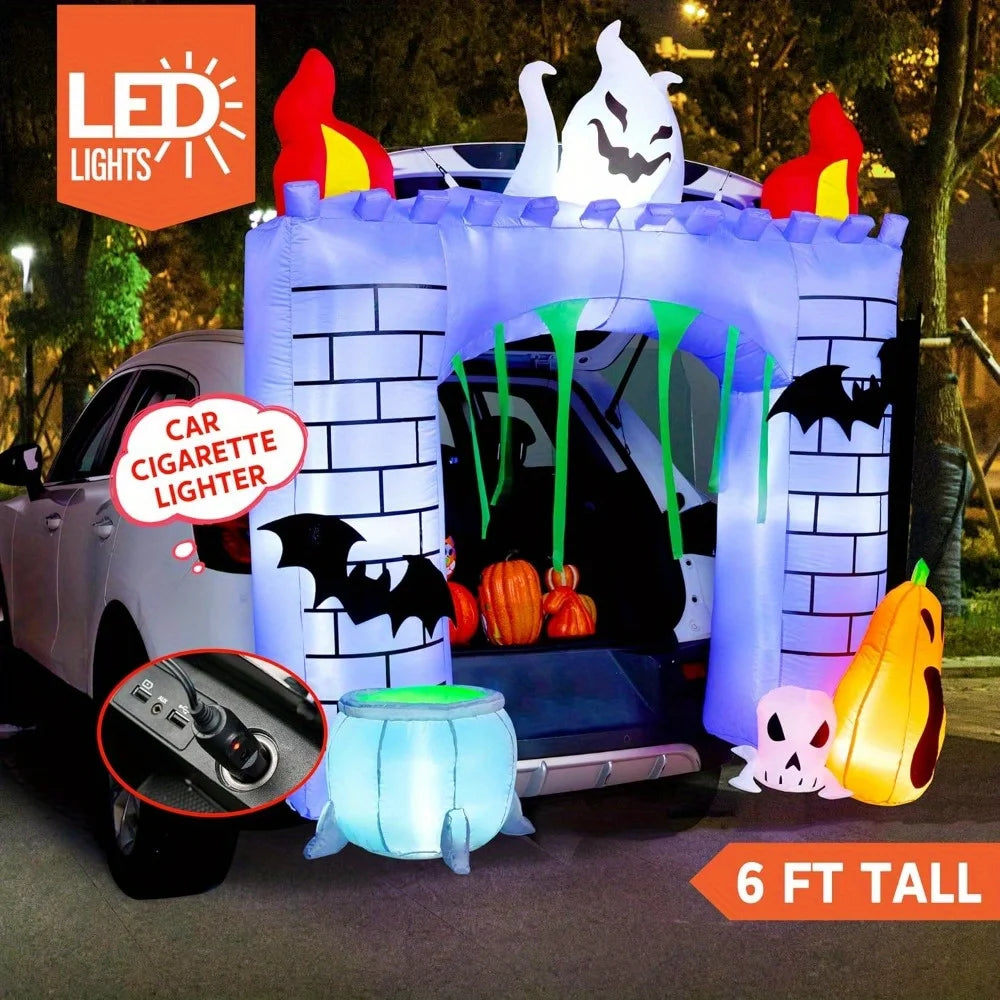 Halloween Inflatable Haunted Castle Outdoor Led Yard Decor