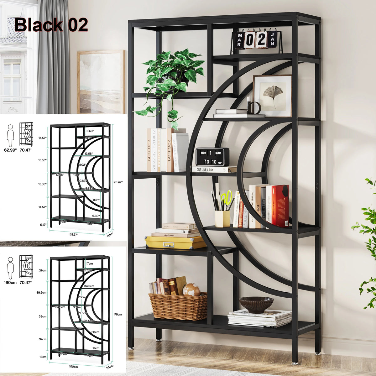 Tribesigns Industrial Bookshelf Freestanding Display and Storage Organizer