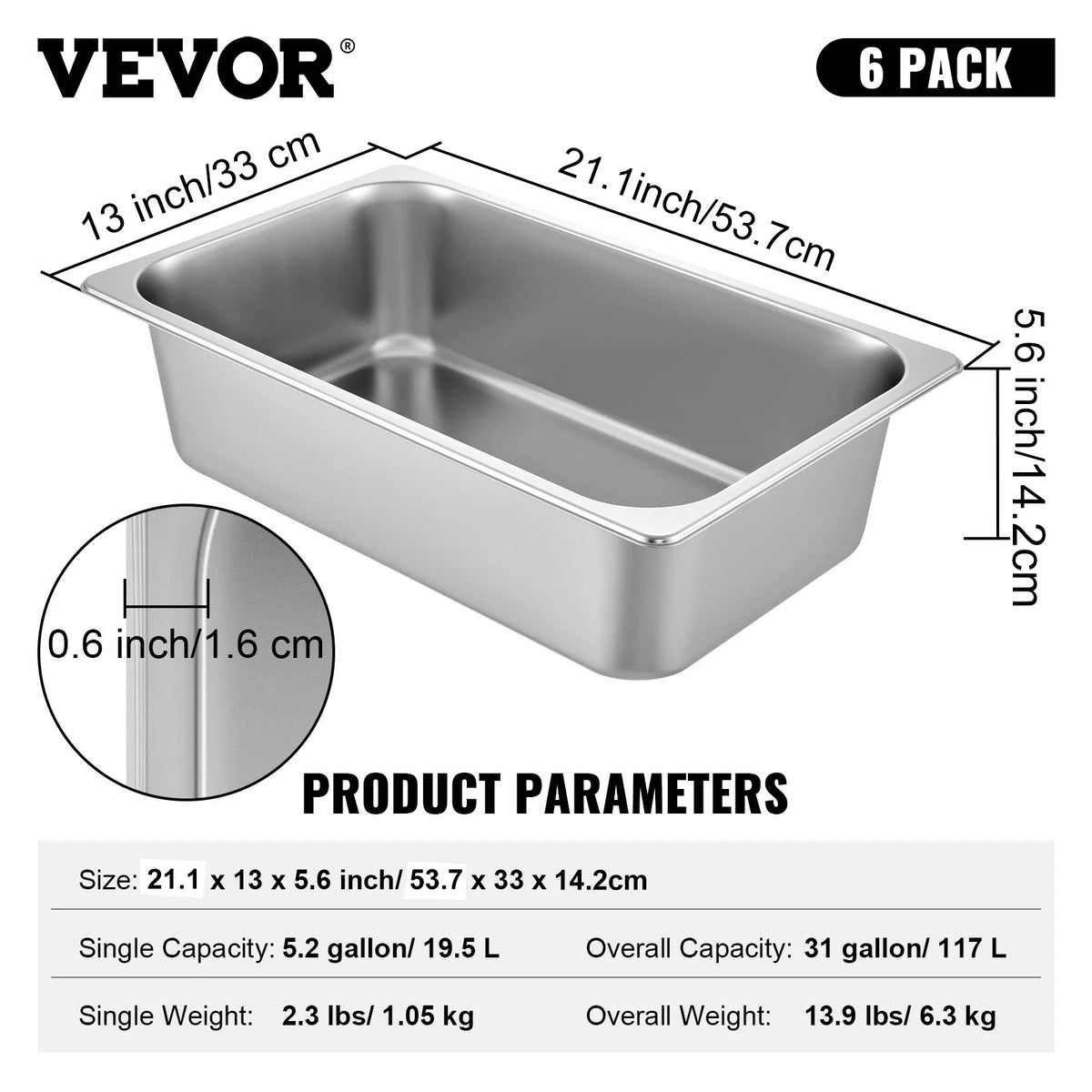 SucceBuy Stainless Steel Buffet Chafing Dish Steam Table Pan
