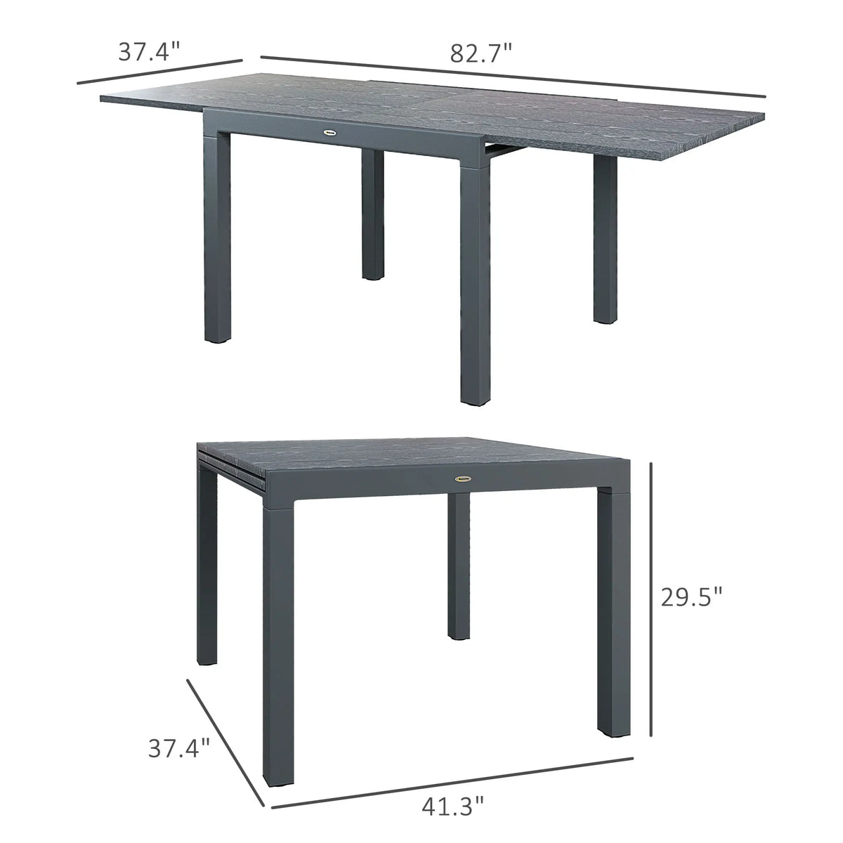 Outsunny Extendable Aluminum Outdoor Patio Dining Table