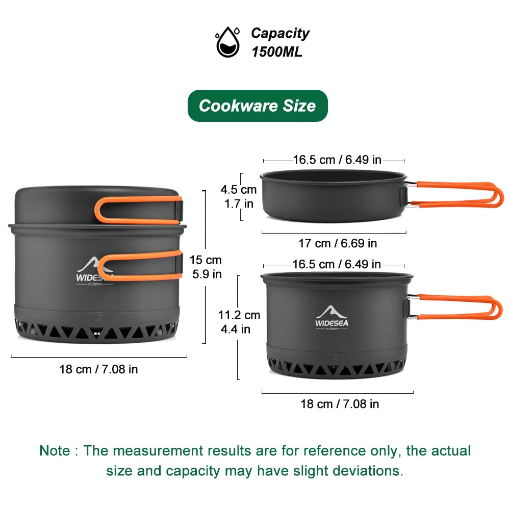 Widesea Outdoor Camping Cookware Set Kettle Pots