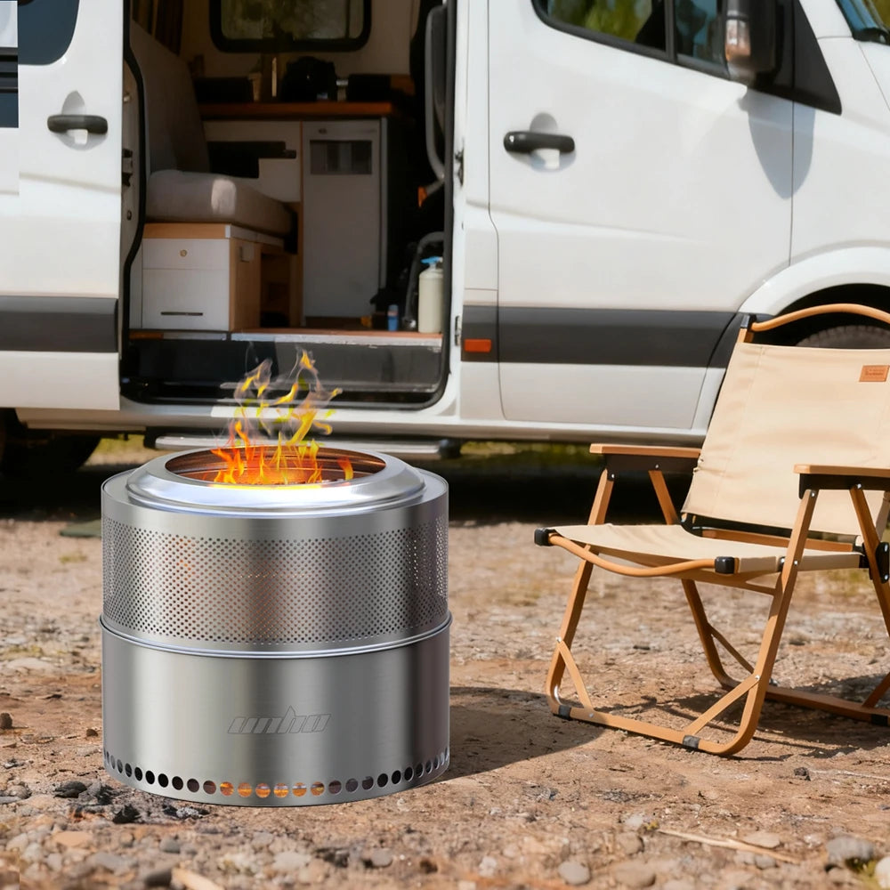 Unho Portable Smokeless Fire Pit For Camping And Outdoor BBQ