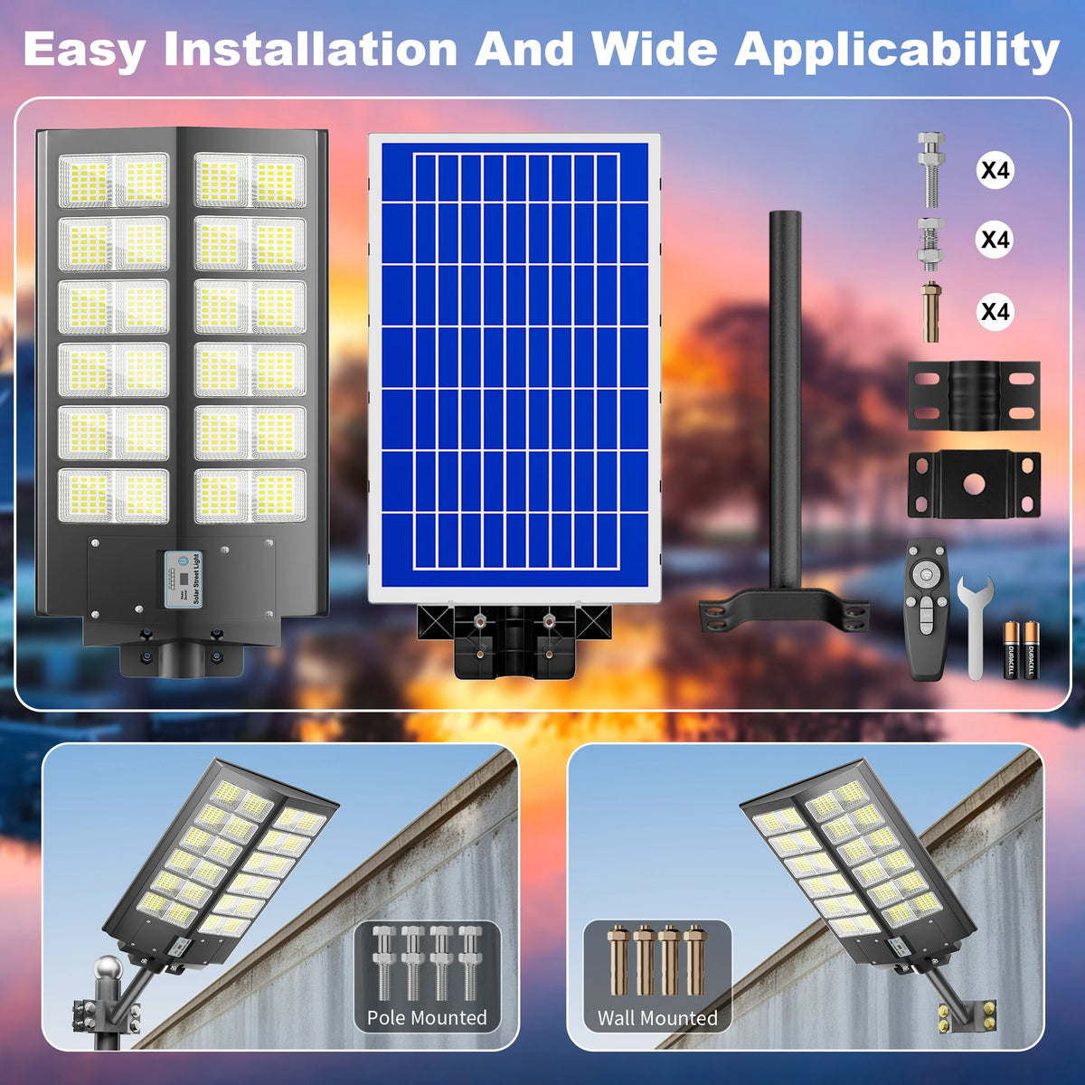 Commercial Solar LED Flood Light With Motion Sensor Remote Control