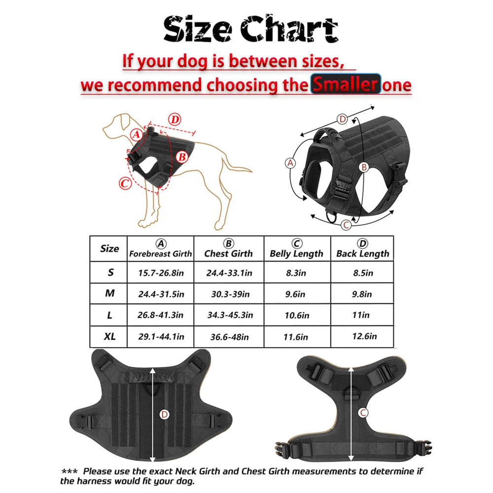 PetraVel Tactical Dog Harness With Quick Release Buckle