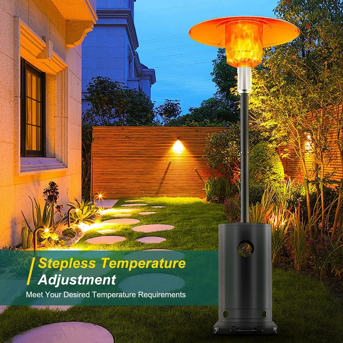 DishyKooker 48000 BTU Propane Patio Heater With Triple Safety Protection